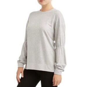 🌞 Avia gray athleisure long gathered sleeves pullover sweatshirt tee women M